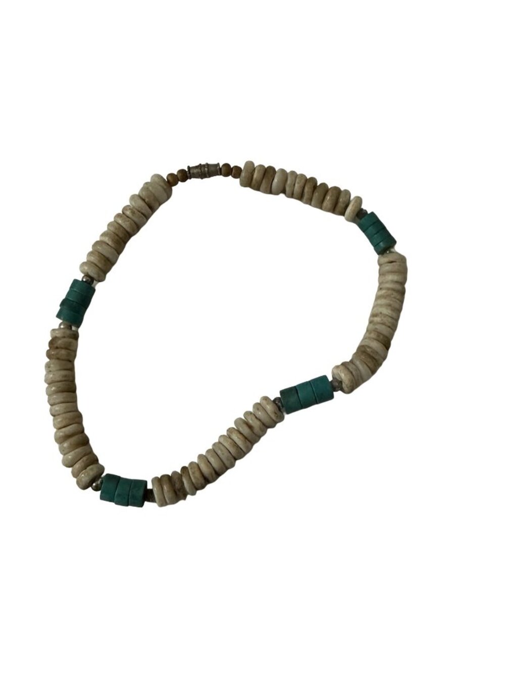 Vintage Heishi Bead Bracelet Neutral Stone Turquoise Style Disc Beads Screw Clas
